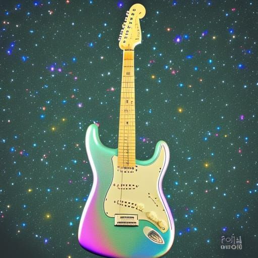 Fender Stratocaster made out of stars in the night sky