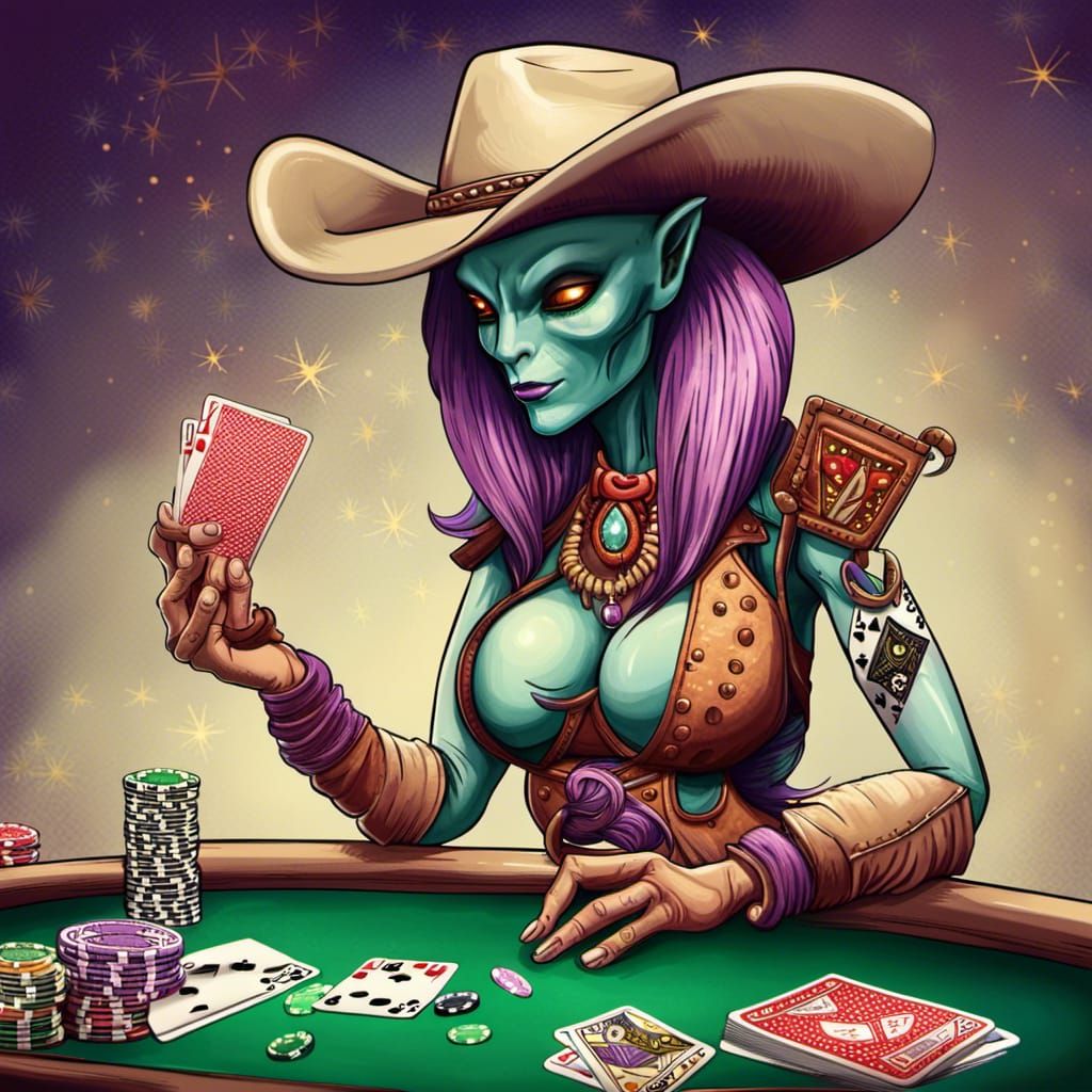 Alien Cowgirl Poker Logo