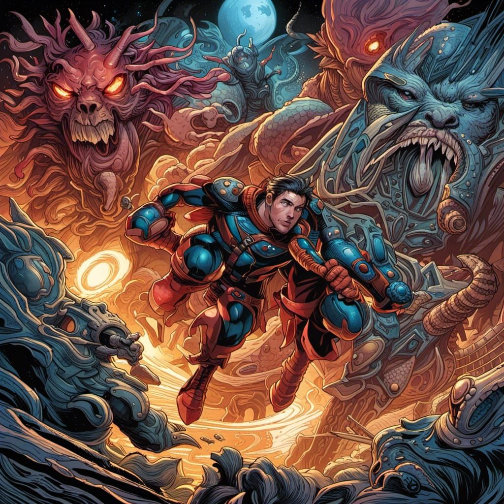 Dynamic Comic Book Art in Modern Style
