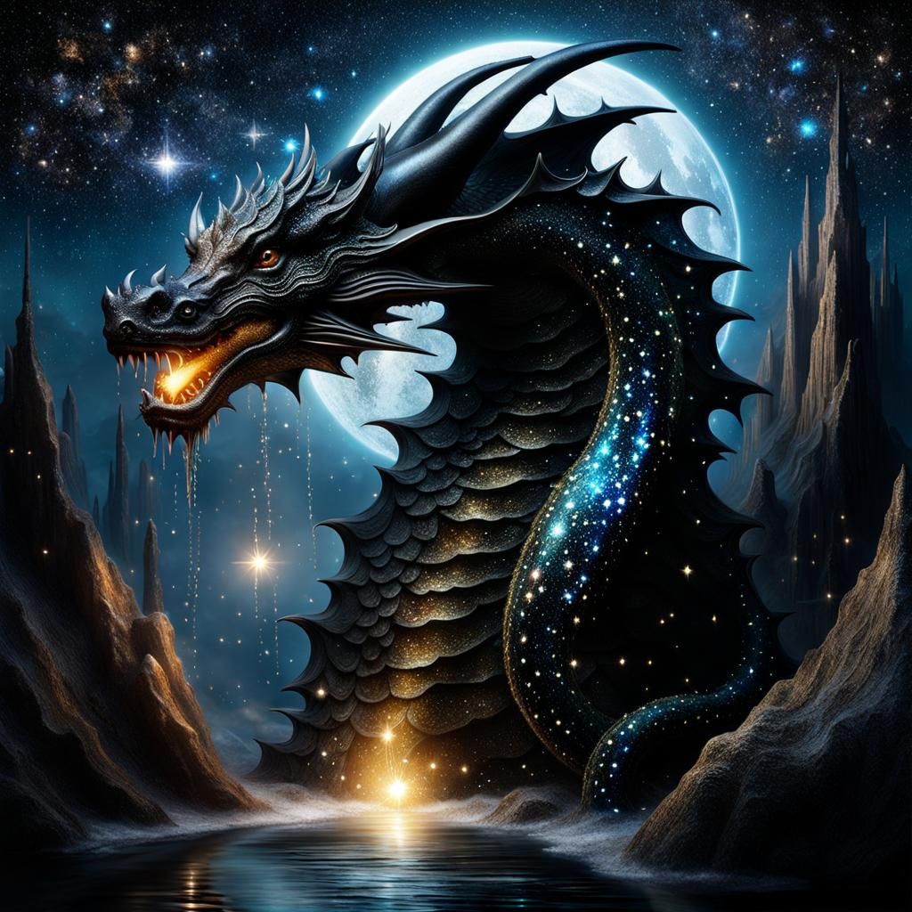 Midnight dragon AI Generated Artwork NightCafe Creator