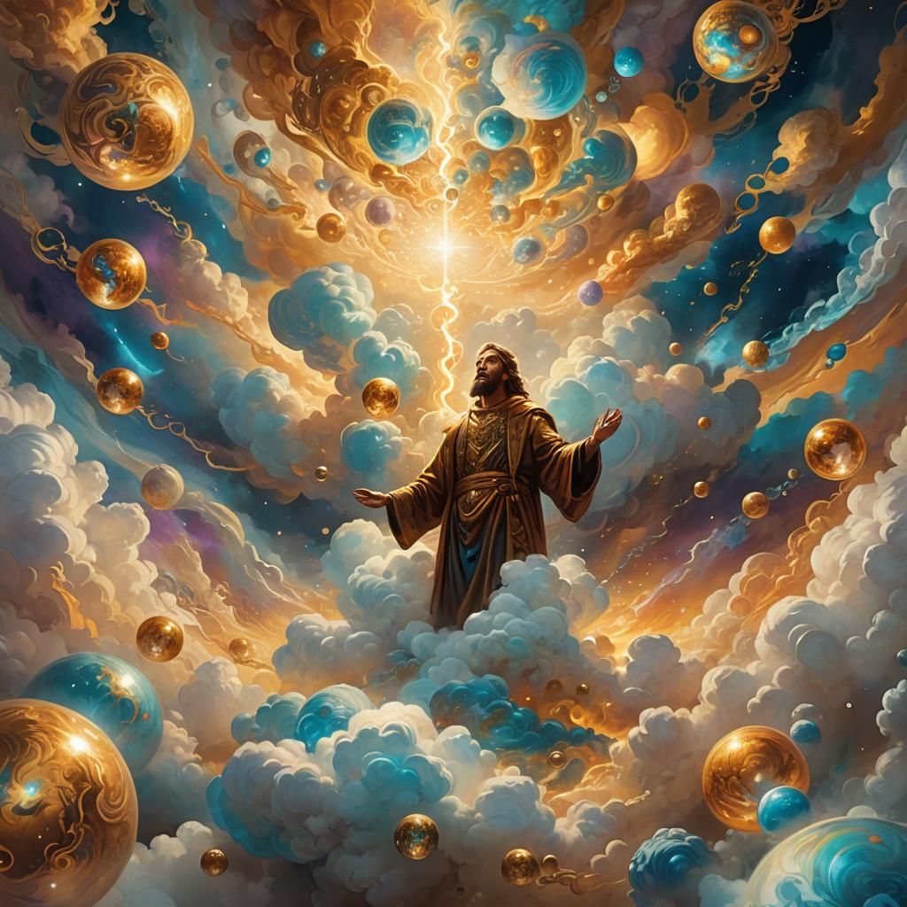 God Creates First Human in Surreal Concept Art