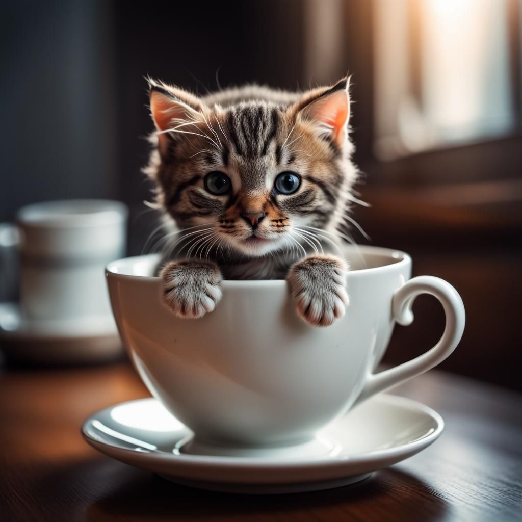  little cute cat in cup 