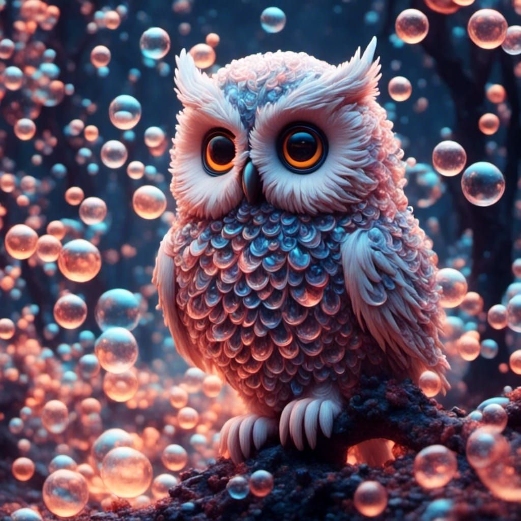 A owl made completely of bubbles  <lora:Owls:1.0>