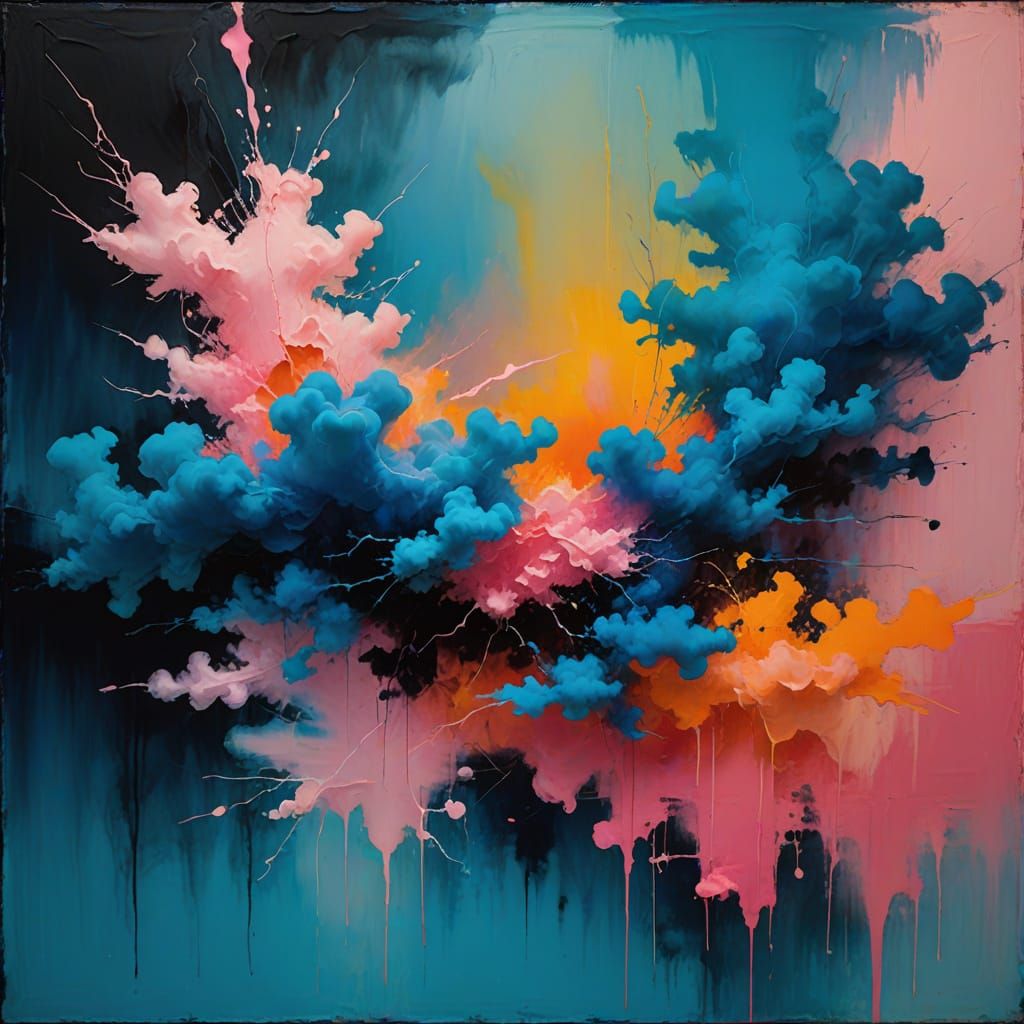 Abstract Expressionist Masterpiece with Neon Accen... - AI Art