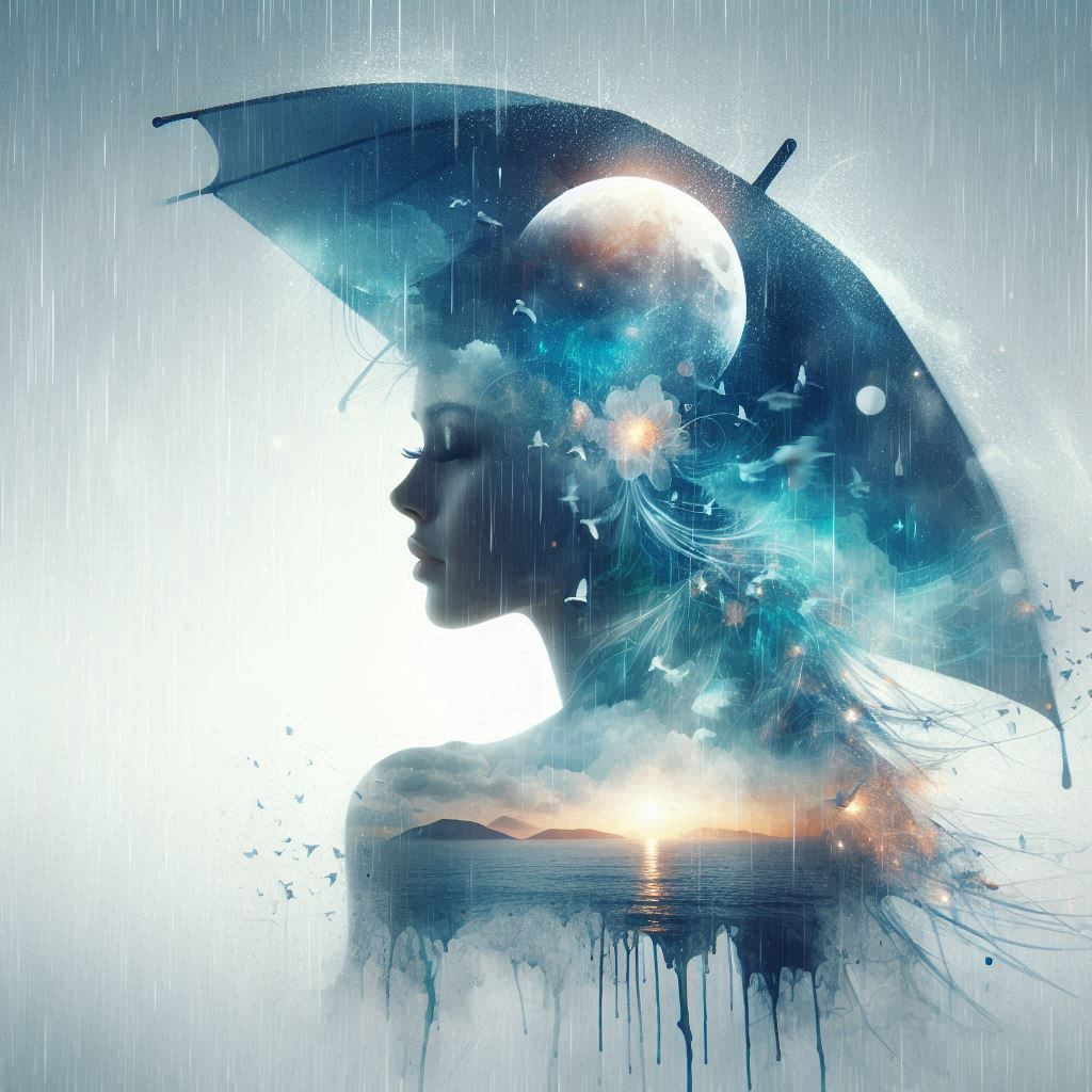 double exposure beautiful fantasy DALL-E 3 portrait landscap...