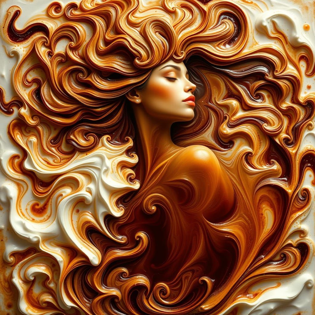 Coffee Goddess in Vibrant Impressionist Style