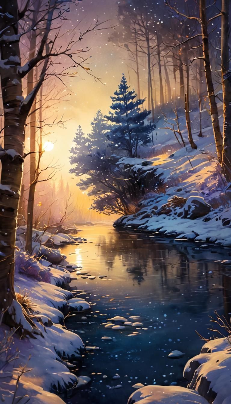 Snowy sunset  by @toomanynates