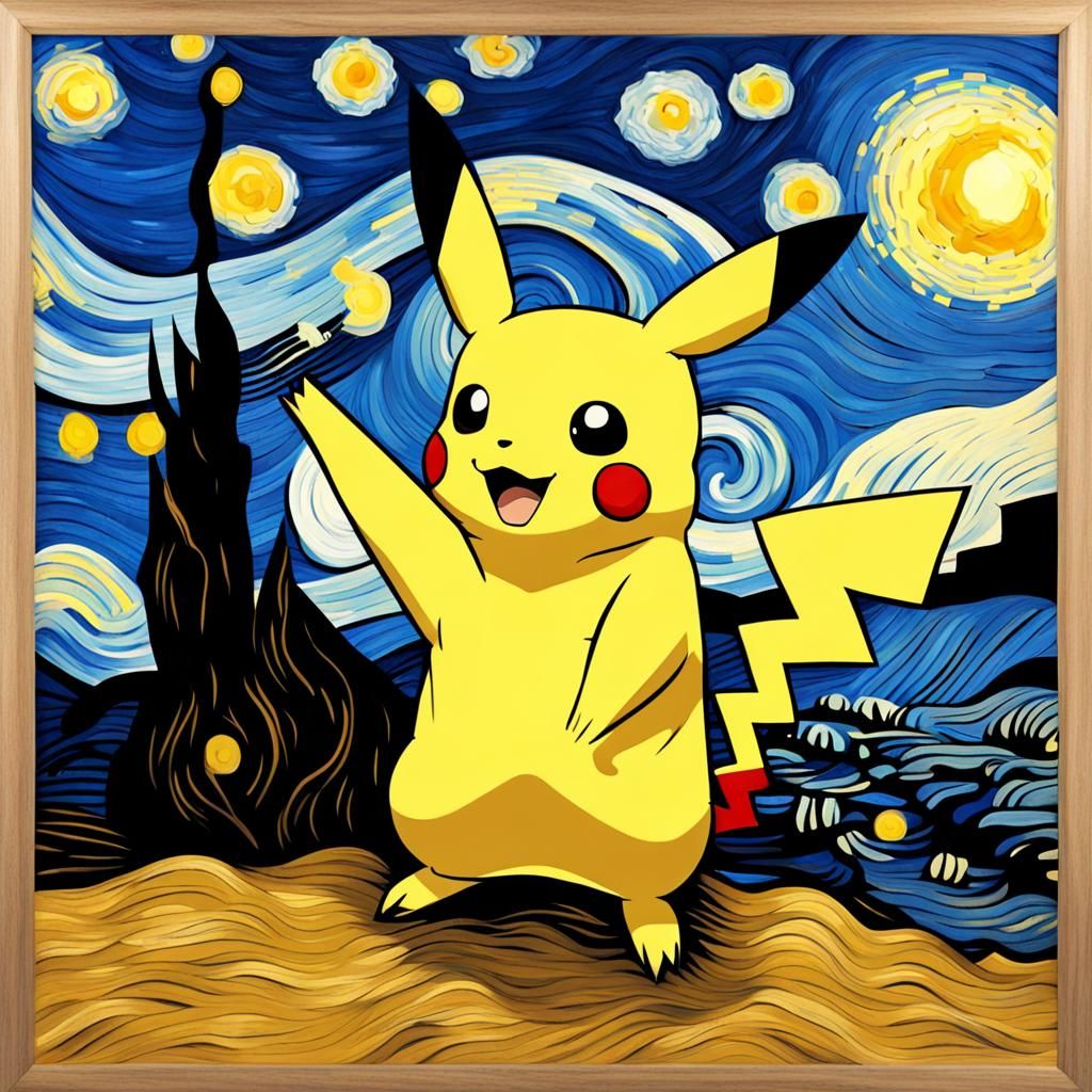 Pika visited the Stary night - AI Generated Artwork - NightCafe Creator