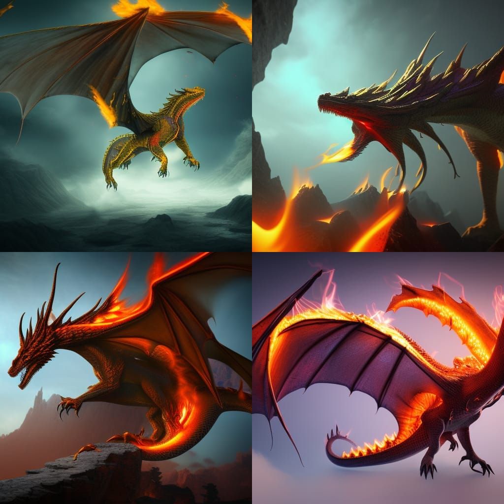 3d Dragon blowing flames - AI Generated Artwork - NightCafe Creator