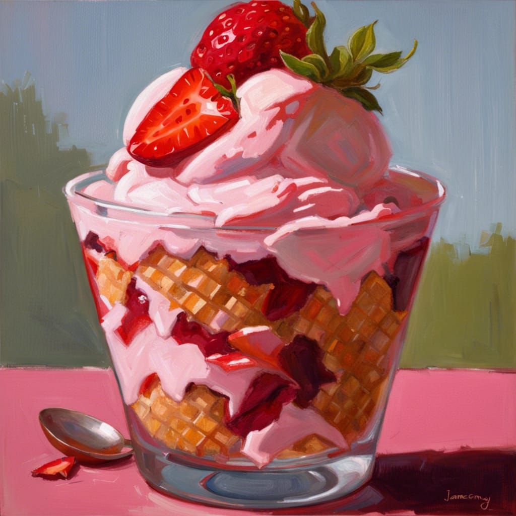 Strawberry icecream sundae