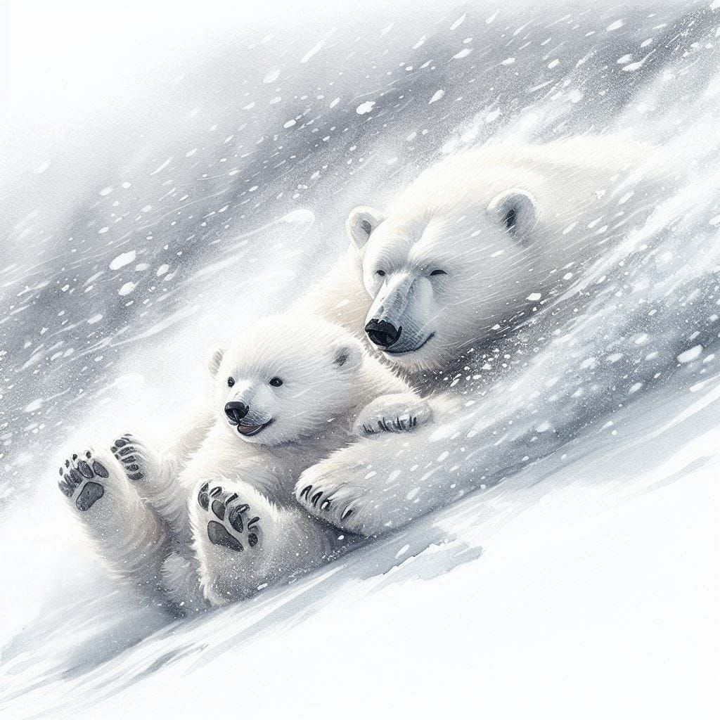 Wheee! Polar Bears in the snow