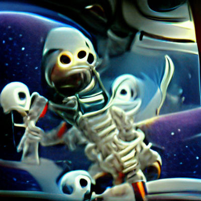 Scary skeleton astronaut in space pixar 