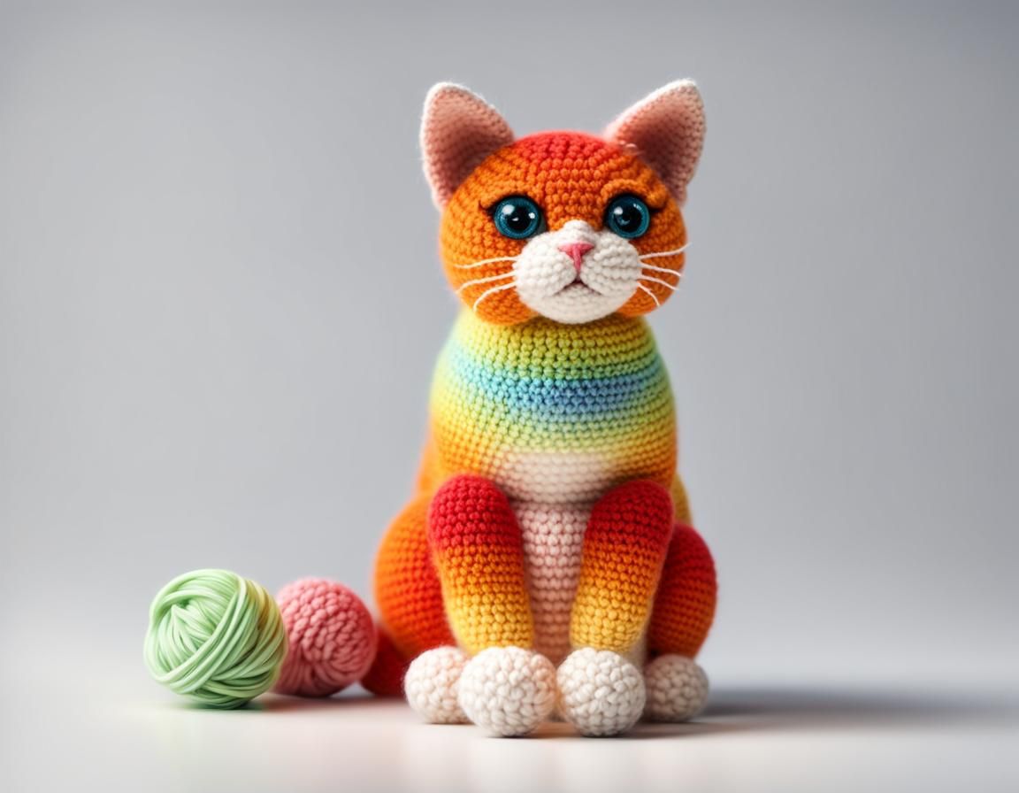 Crochet cat toy. AI Generated Artwork NightCafe Creator