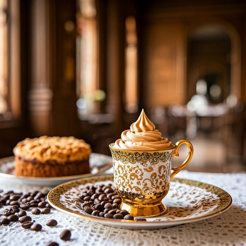Luxurious Espresso Still Life in Royal Setting