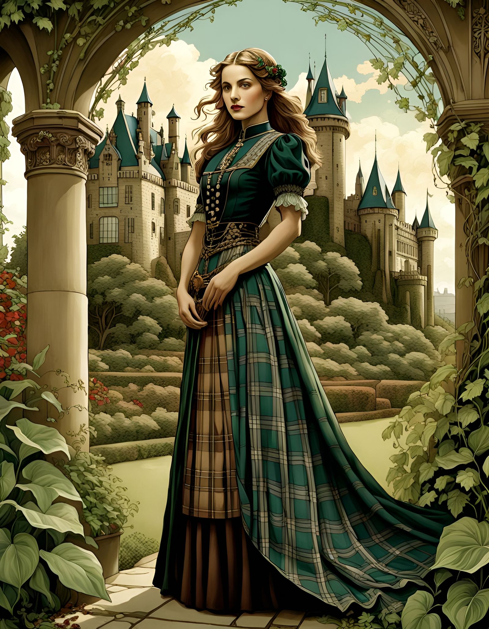 Art nouveau plaid pattern dress  by @Edana