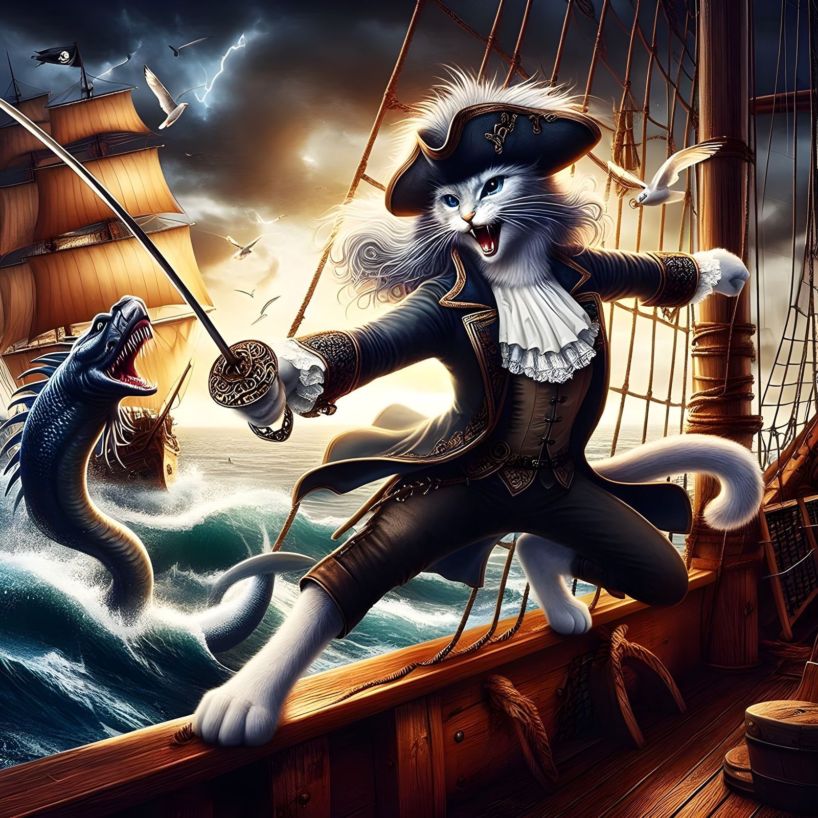 captain kitty in action