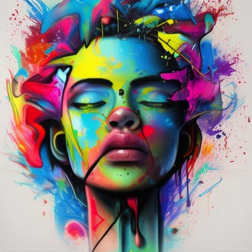 Head graffiti art, splash art, street art, spray paint - AI Generated ...