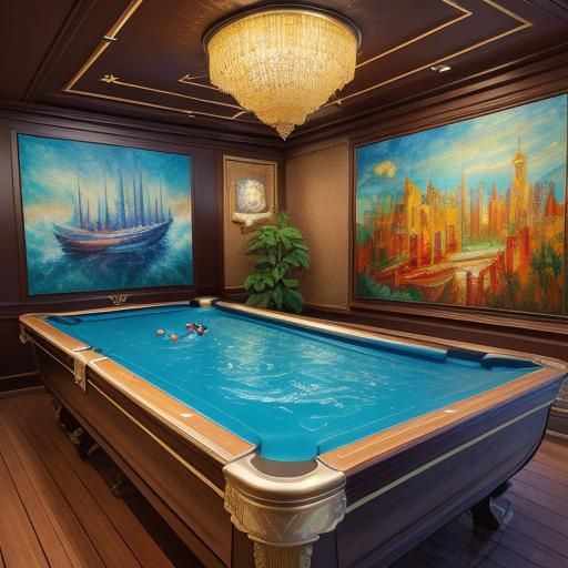Luxury Cruise Ship Deck Swimming Pool in Expressionist Style