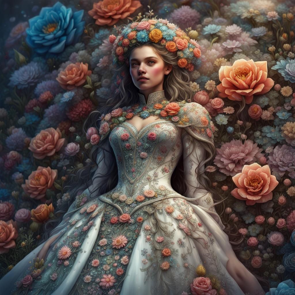 the girl in flowers  by @sim
