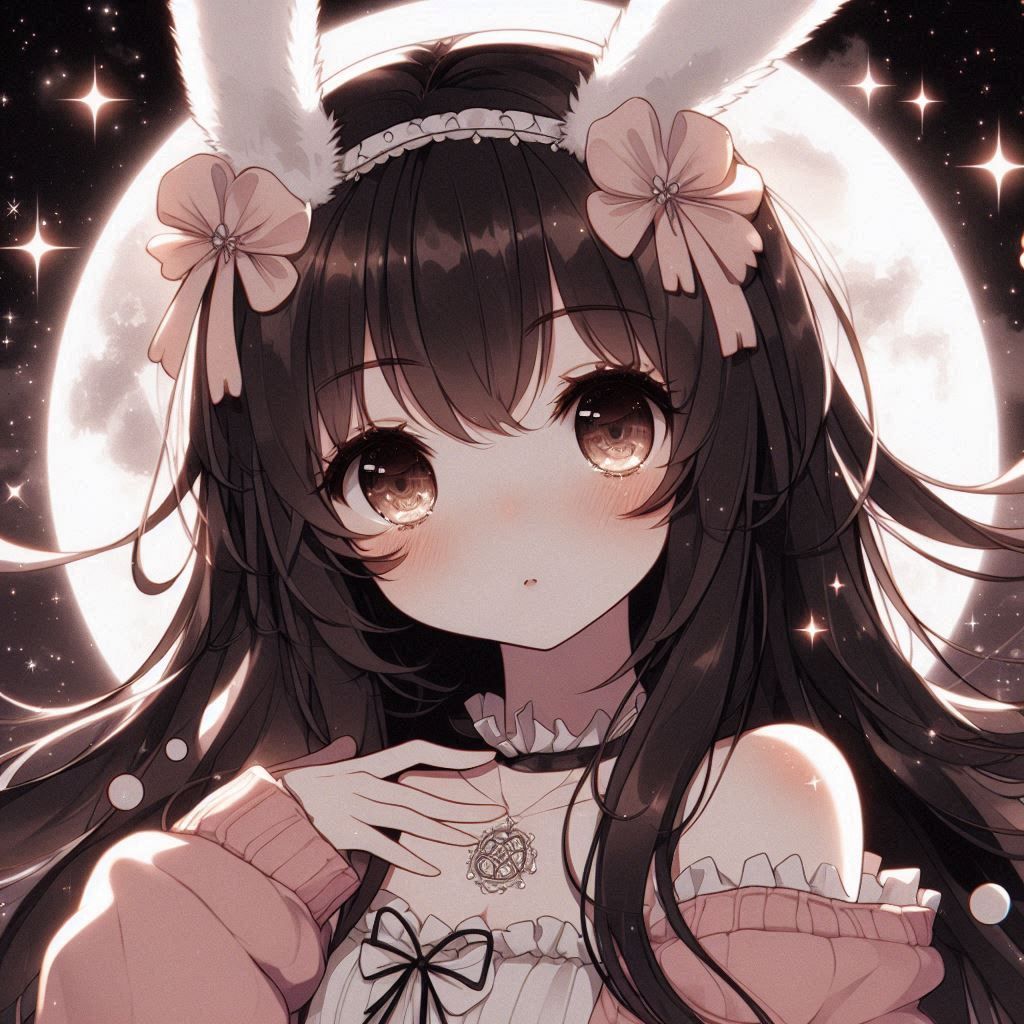 A cute little rabbit on the moon