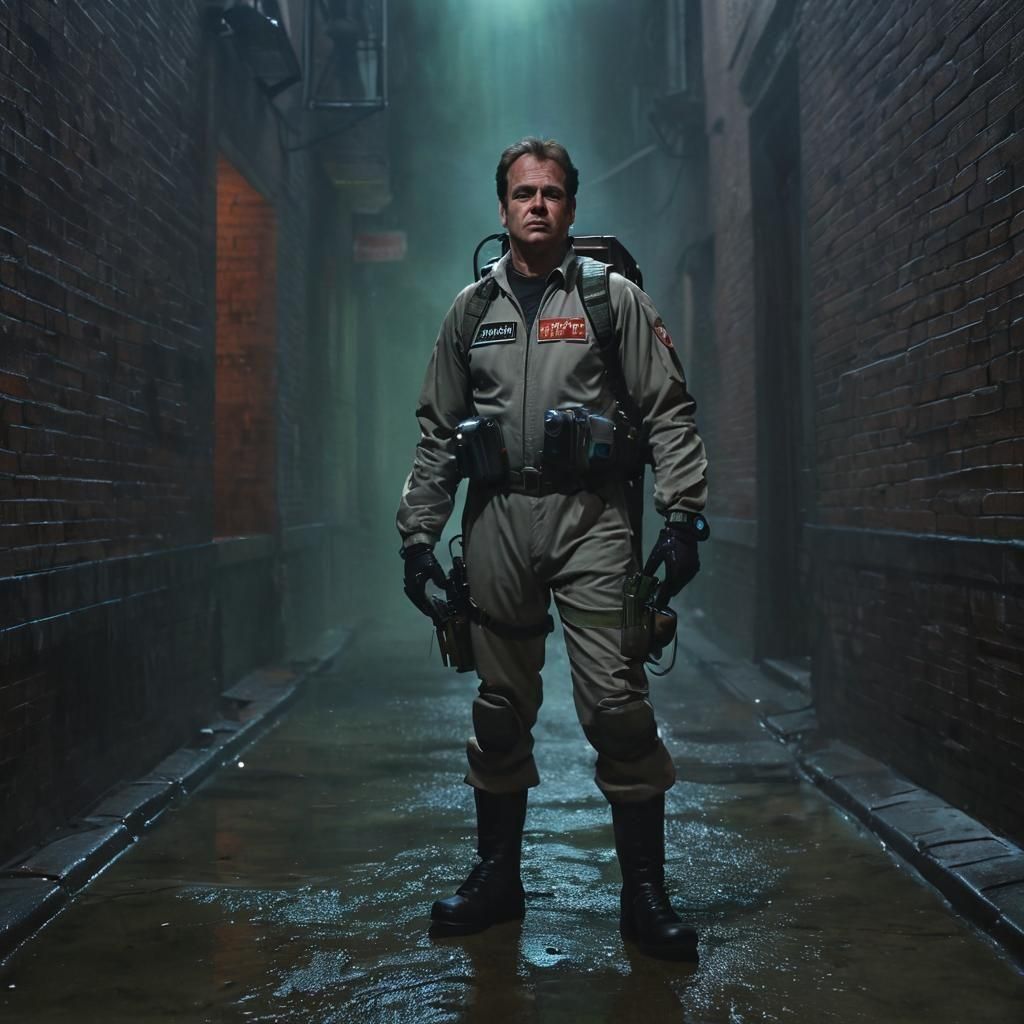 ghostbusters 1984 Peter venom from the front full body in full suit and gear with accurate bill Murray face from 1984 looks like photo is fr...