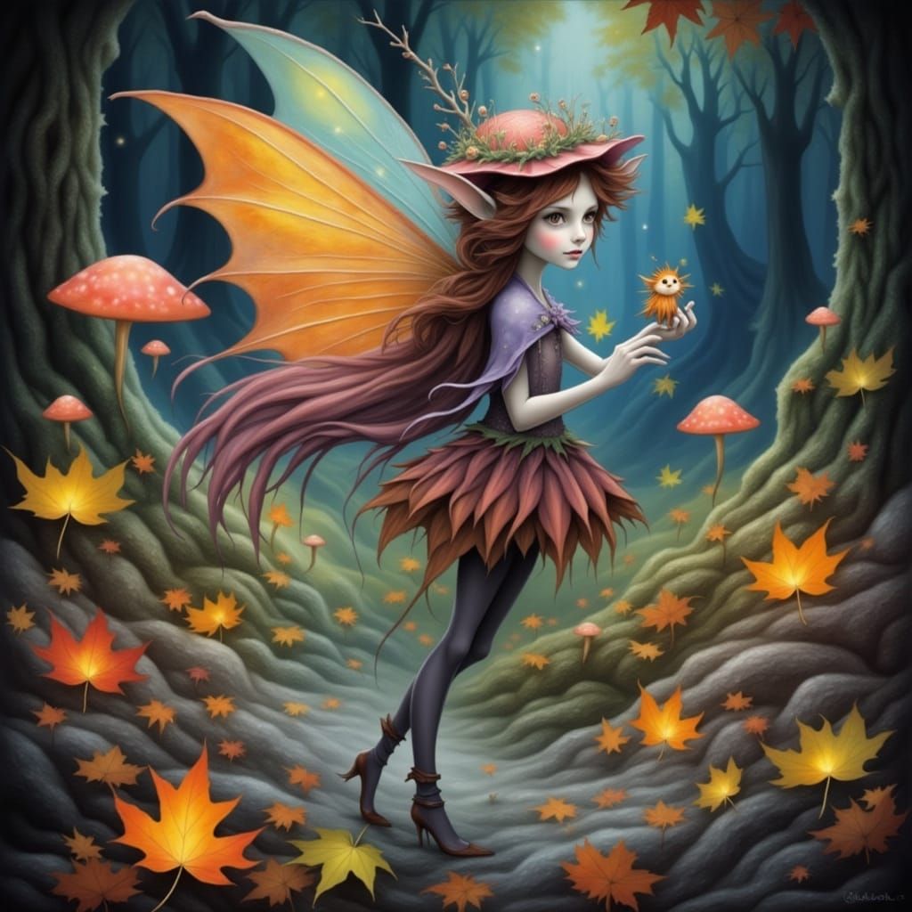 <lora:Fall Fairies 2:1.0>  fall fairy gathering  in an autumn environment