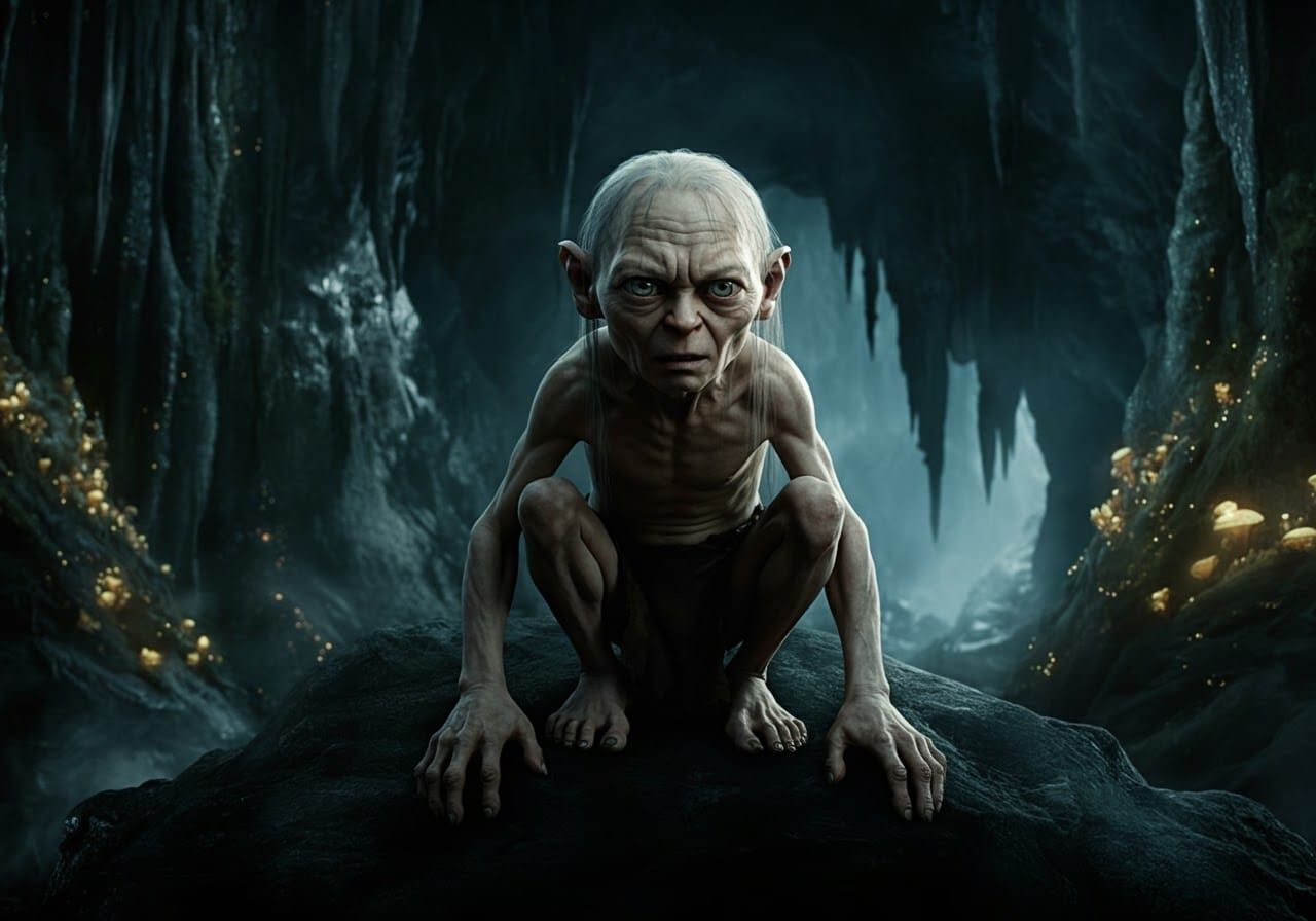 Gollum in his cave