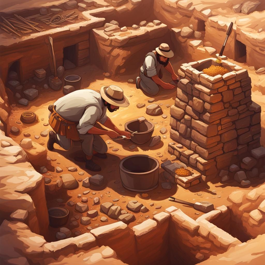 The archaeologists excavate the ruins  by @Bai