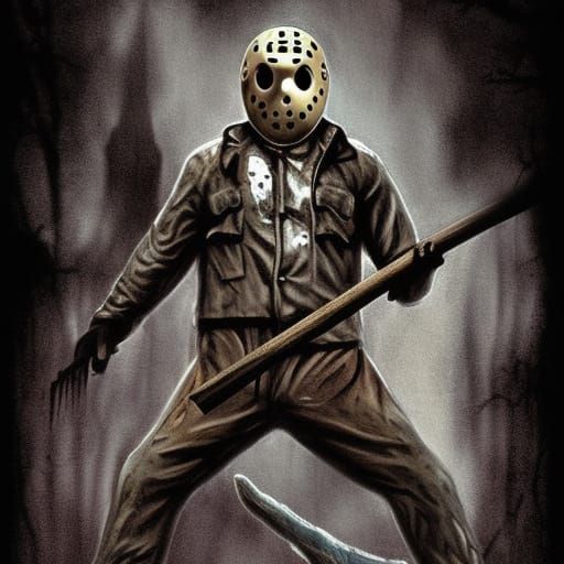 Jason Voorhees in action - AI Generated Artwork - NightCafe Creator