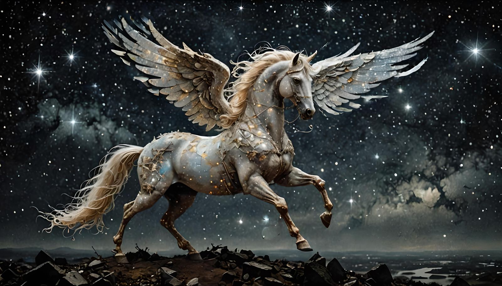 Pegasus in a mythical realm   by @SONart
