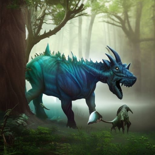 Triceratops in forest