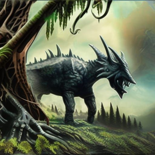 Triceratops in forest
