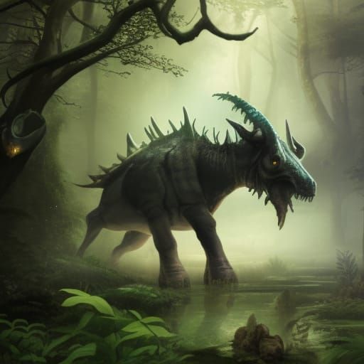 Triceratops in forest