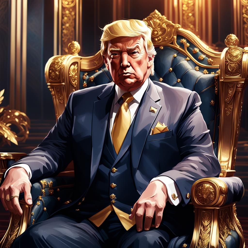 Donald Trump on a Throne, Digital Anime Portrait