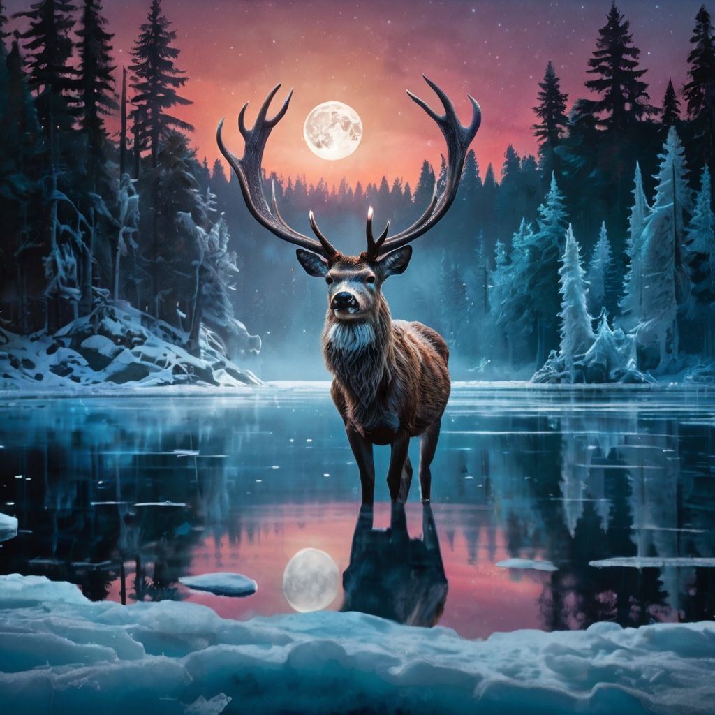Deer Under MOON  by @LoreCampa93