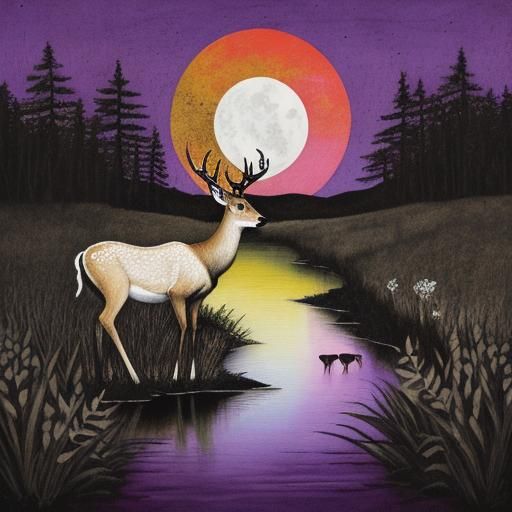 Illustration for the deer The Good Earth split-complementary...