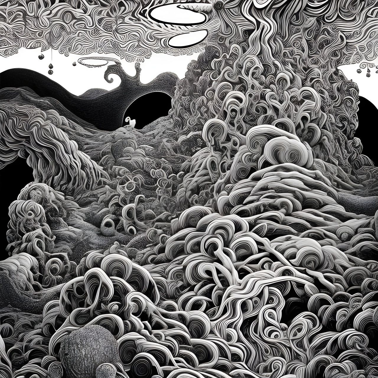 Psychedelic Escher Landscape in a Dreamlike Style