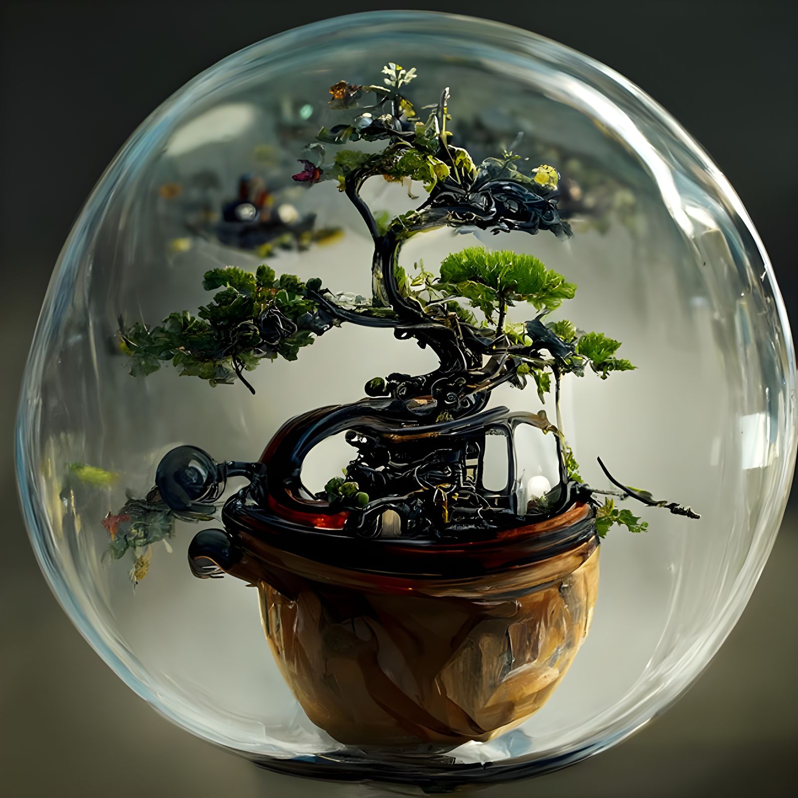 bonsai inside of a bubble