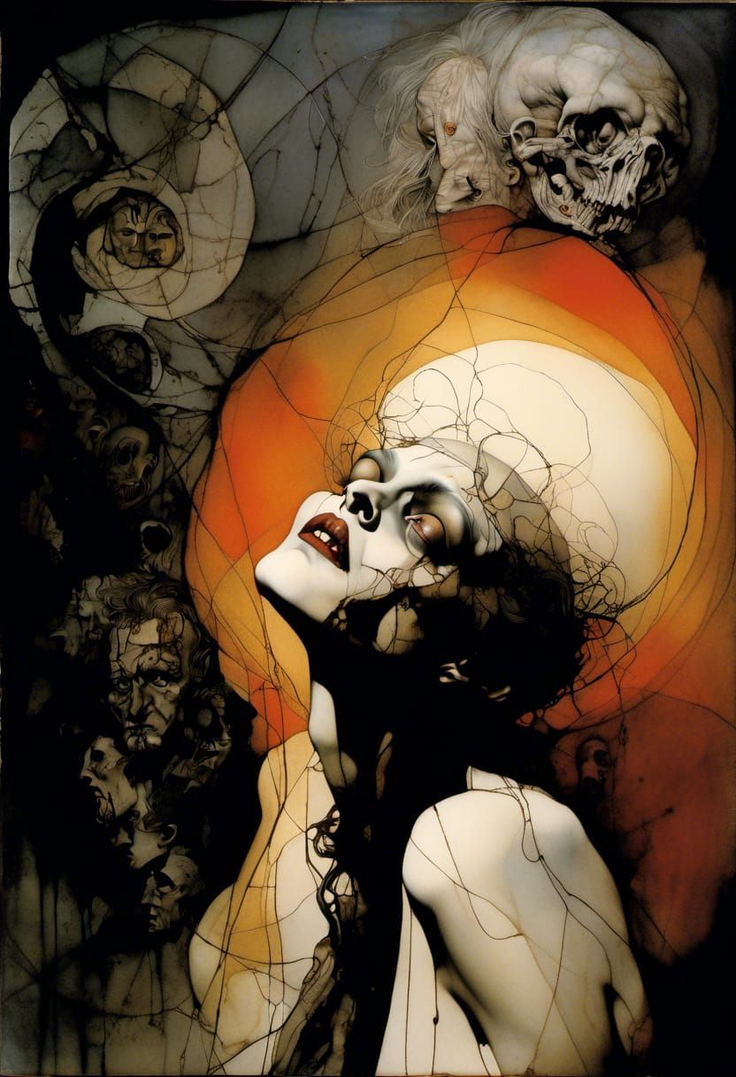 Psychic Vampire in Fog: Semi-Automatic Drawing