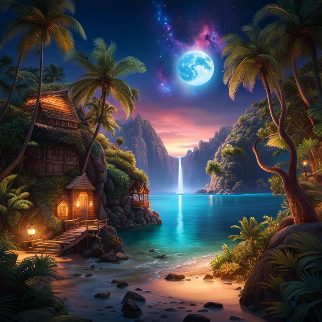 Hidden tropical cove - AI Generated Artwork - NightCafe Creator