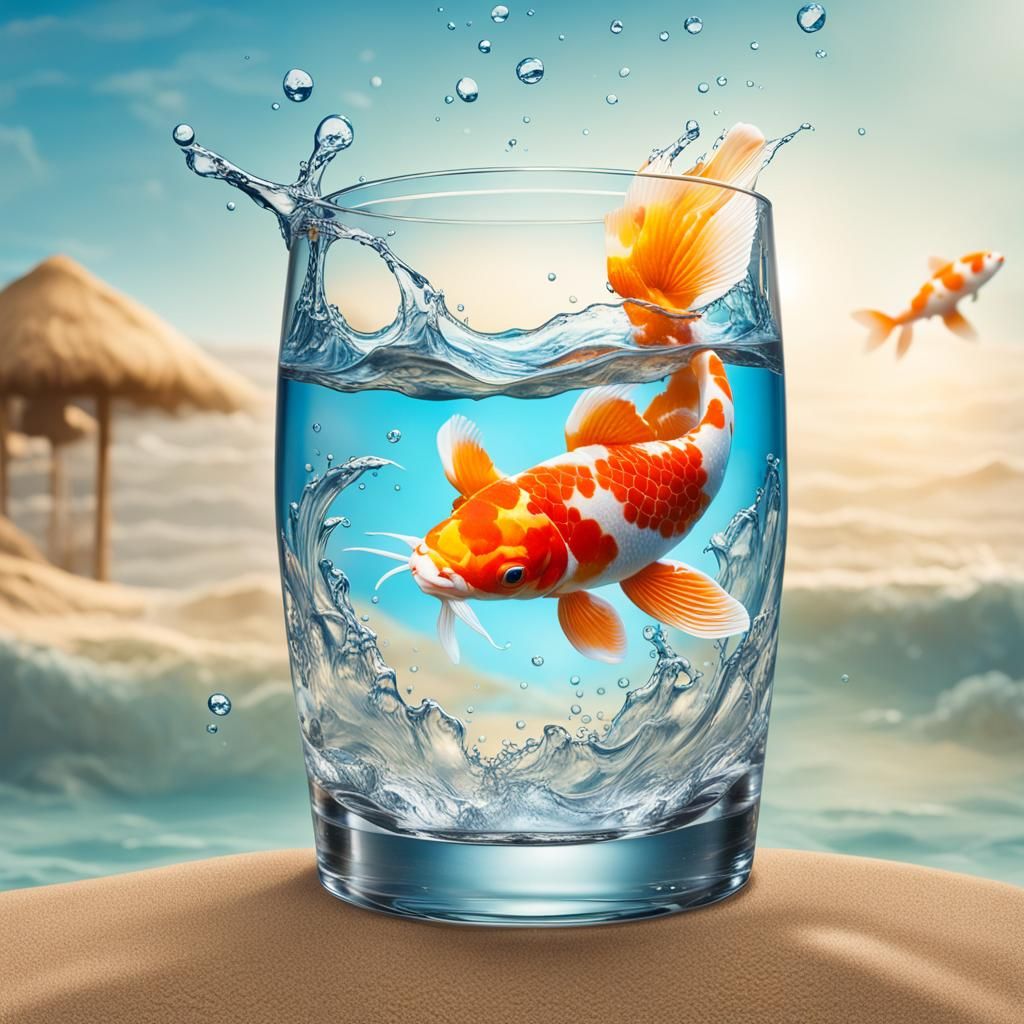 koi fish inside a glass