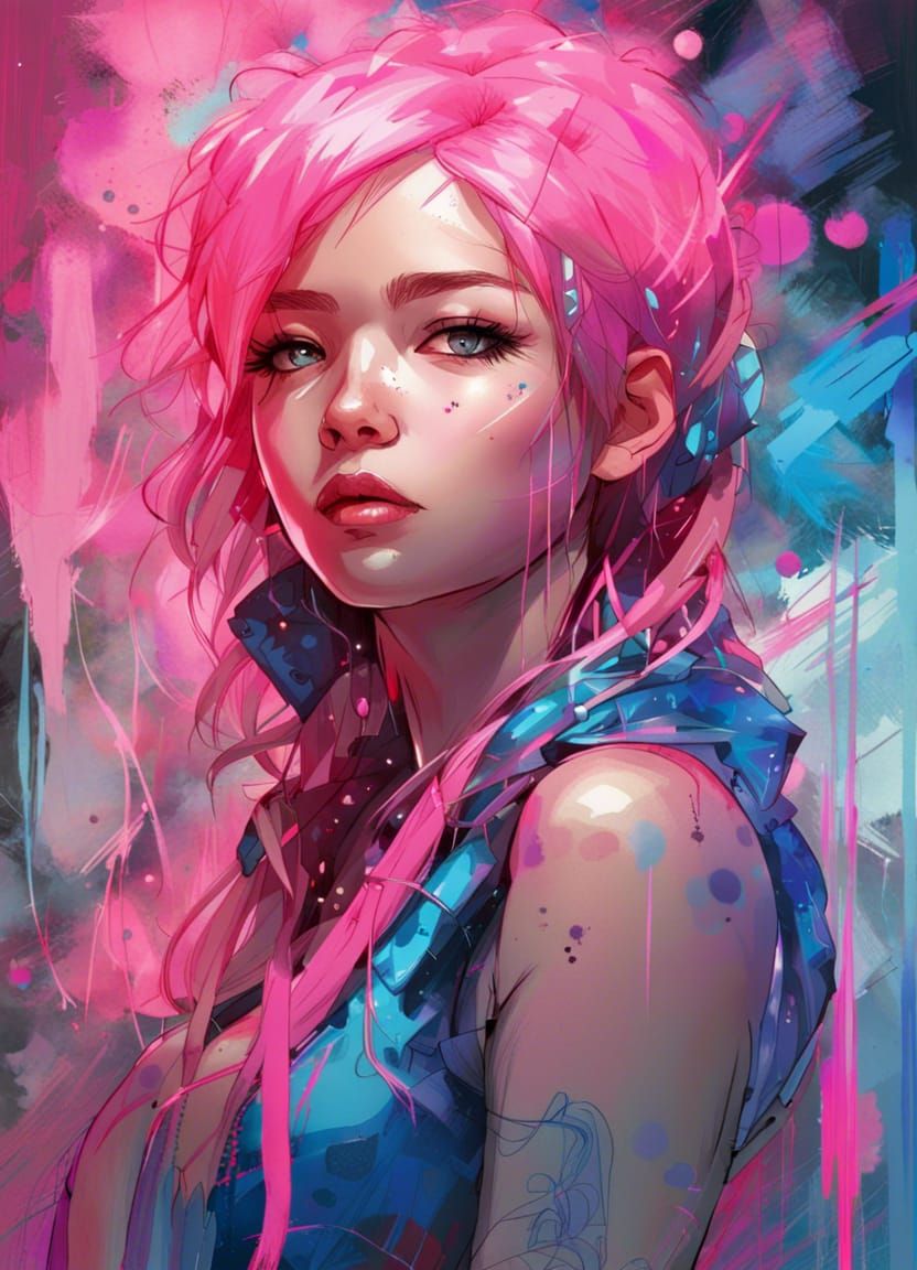 Pink and Blue - AI Generated Artwork - NightCafe Creator