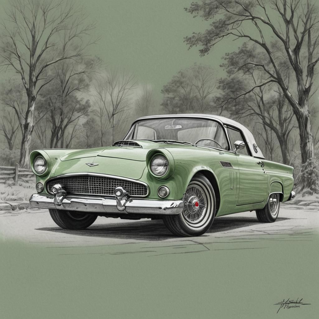 Pastel green 1956 Ford Thunderbird