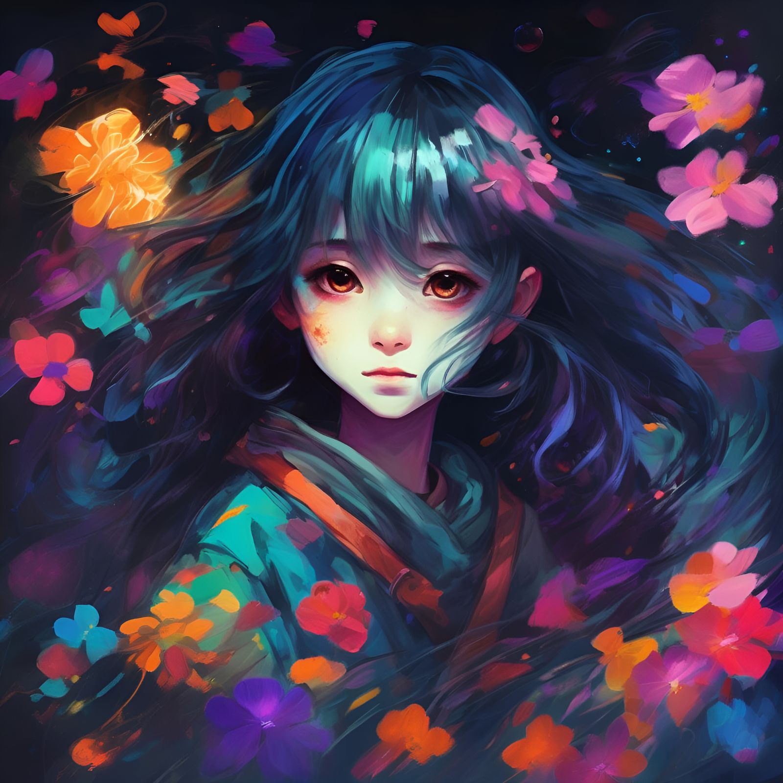 whimsical_chiaroscuro sombers:3.0) Anime with painterly triadic colors ...