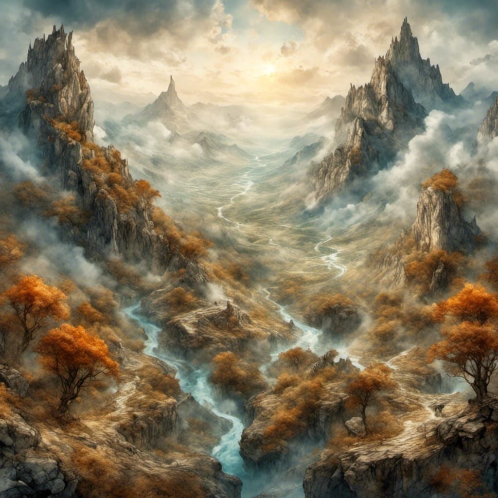 <lora:Polychromous:1.0><lora:CoherentScape:1.0><lora:Topogra...