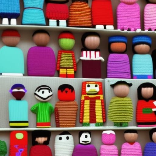 people made of yarn