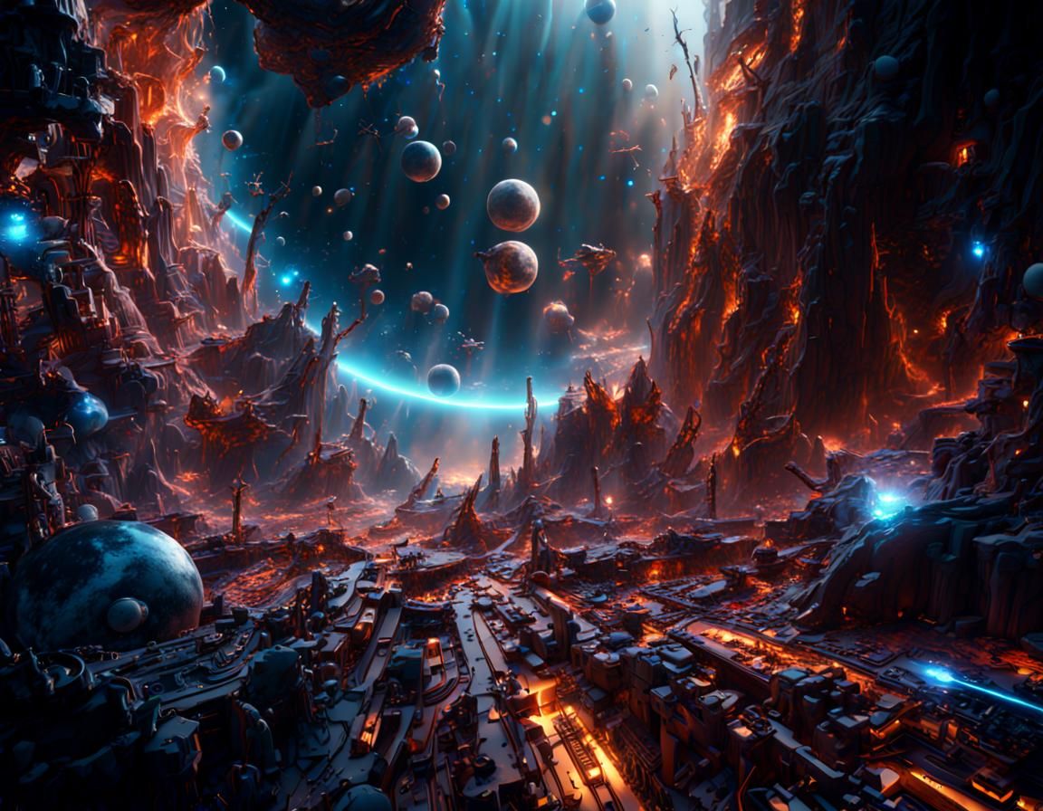 Noise vibration in space detailed matte painting, deep color...