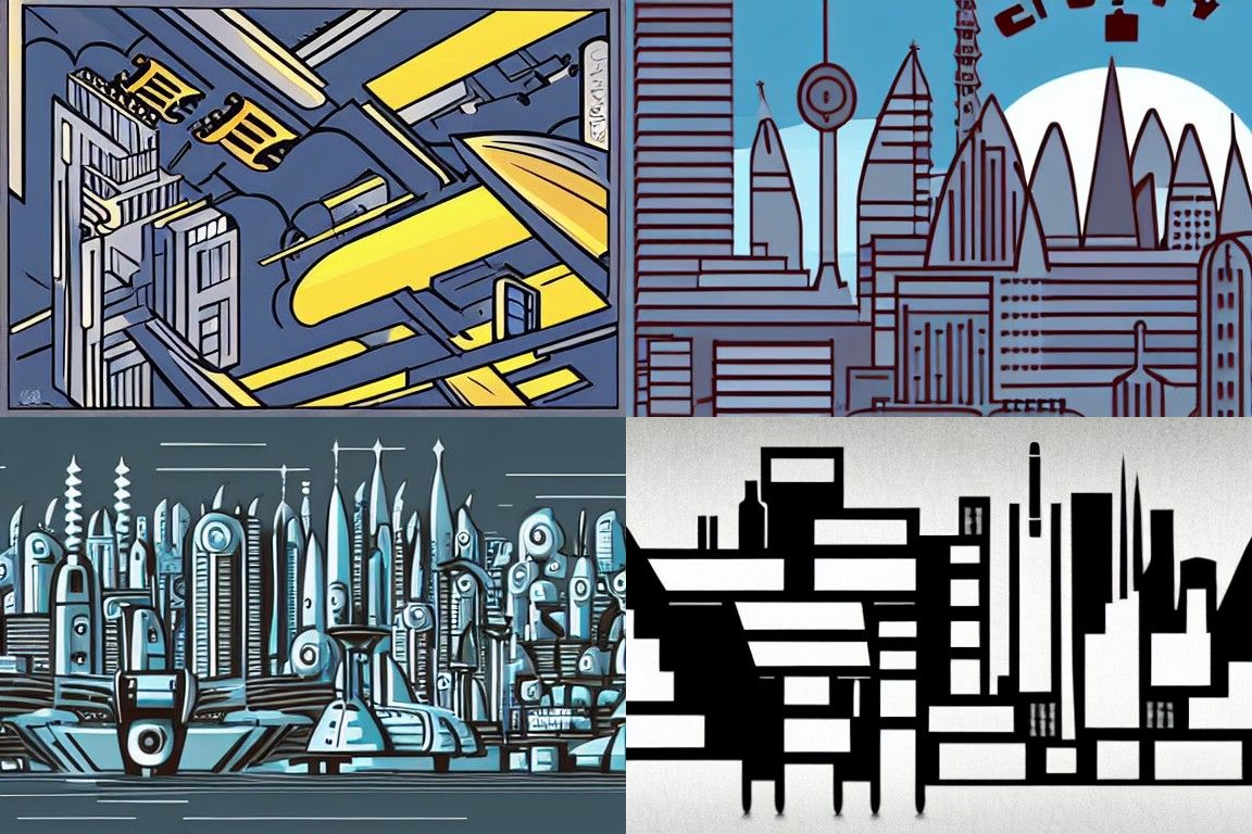 Sci-fi city in the style of Vorticism