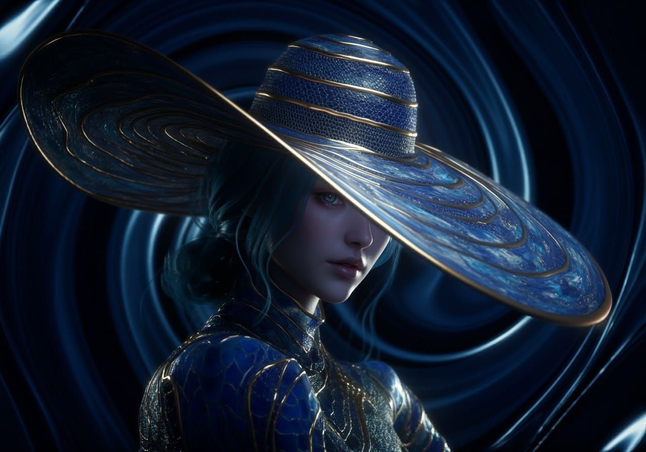 Kinda Blue Enormous Hat  by @ing