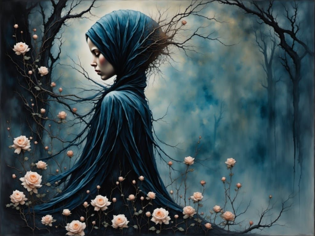 Enchanted Fairy Goddess in Cobalt Hues